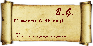 Blumenau Gyöngyi névjegykártya